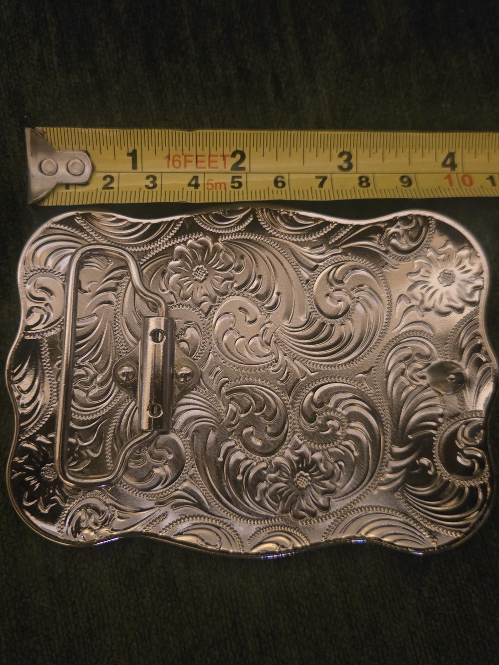 Ariat Western Belt Buckle - Silver with Red Accents - Picture 4 of 4